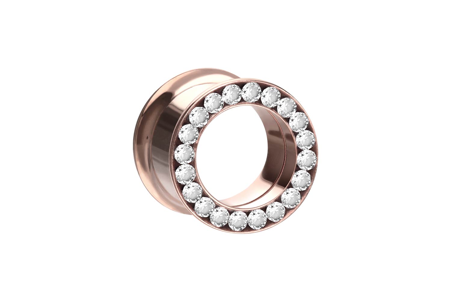 Chirurgenstahl Double Flared Tunnel KRISTALLRAND ++SALE++ von Piercingline